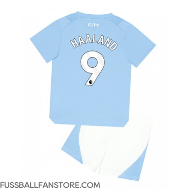 Manchester City Erling Haaland #9 Replik Heimtrikot Kinder 2023-24 Kurzarm (+ Kurze Hosen)